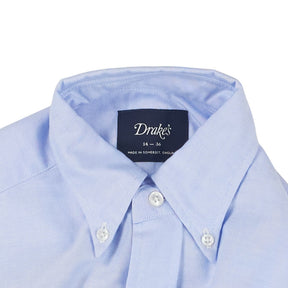 Drake's Blue Button Down Oxford Shirt