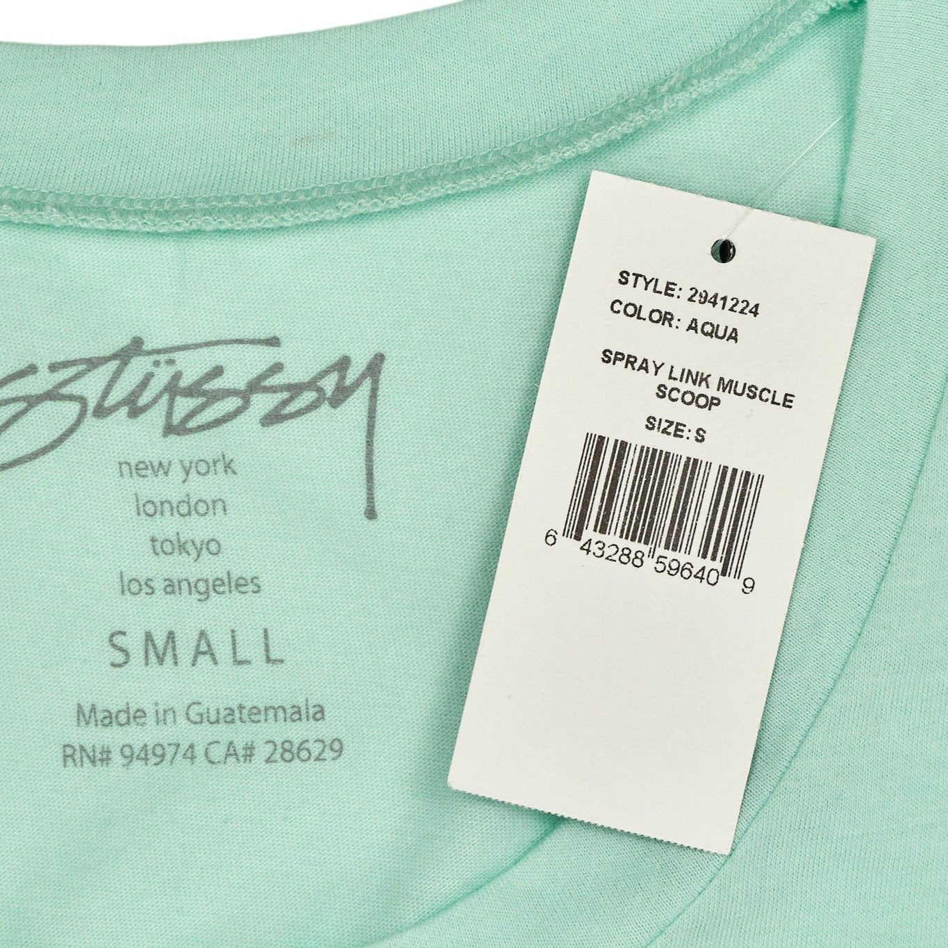 Stussy Aqua Spray Link Muscle Scoop Tank Top