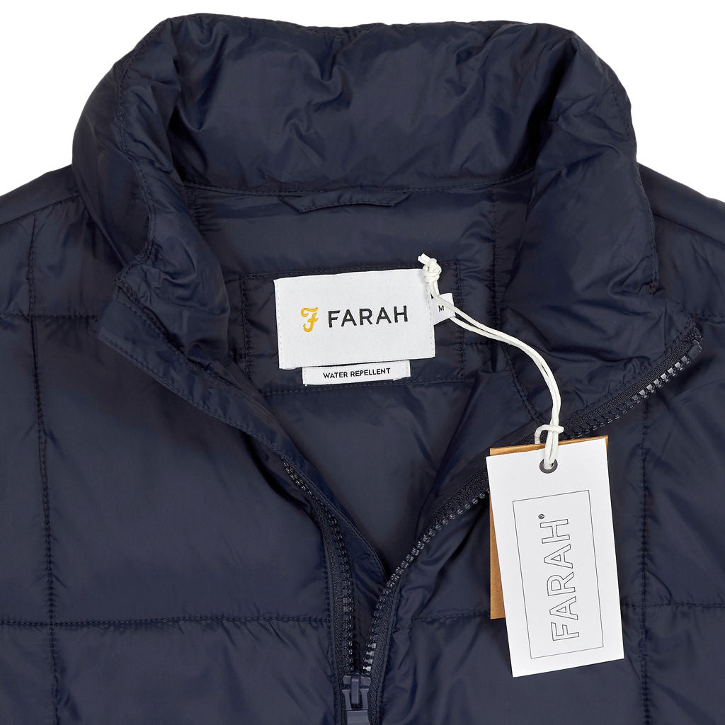 Farah Navy Gene Square Wadded Parka Coat