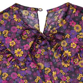 Pink City Prints Purple Floral Ruffle Blouse