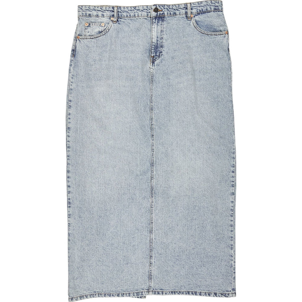 Motel Blue Denim Low Rise Maxi Skirt