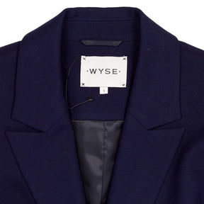 Wyse Navy Wool Crepe Blazer