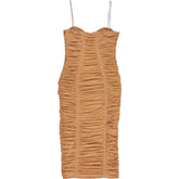 Self-Portrait Nude Power Mesh Midi Dress