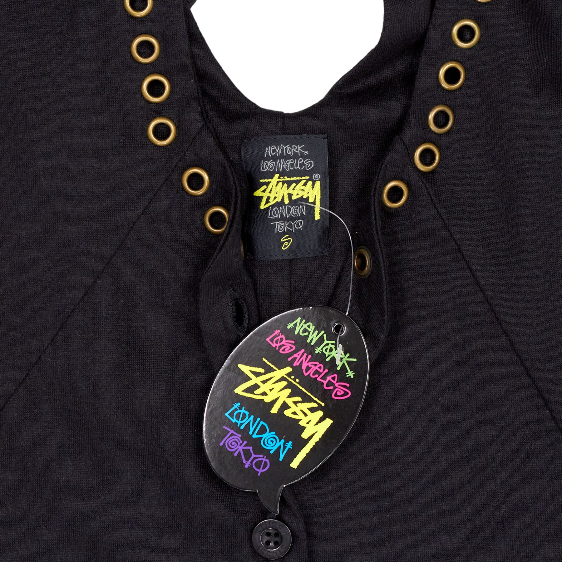 Stussy Black Sleeveless Grommet Detail Vest