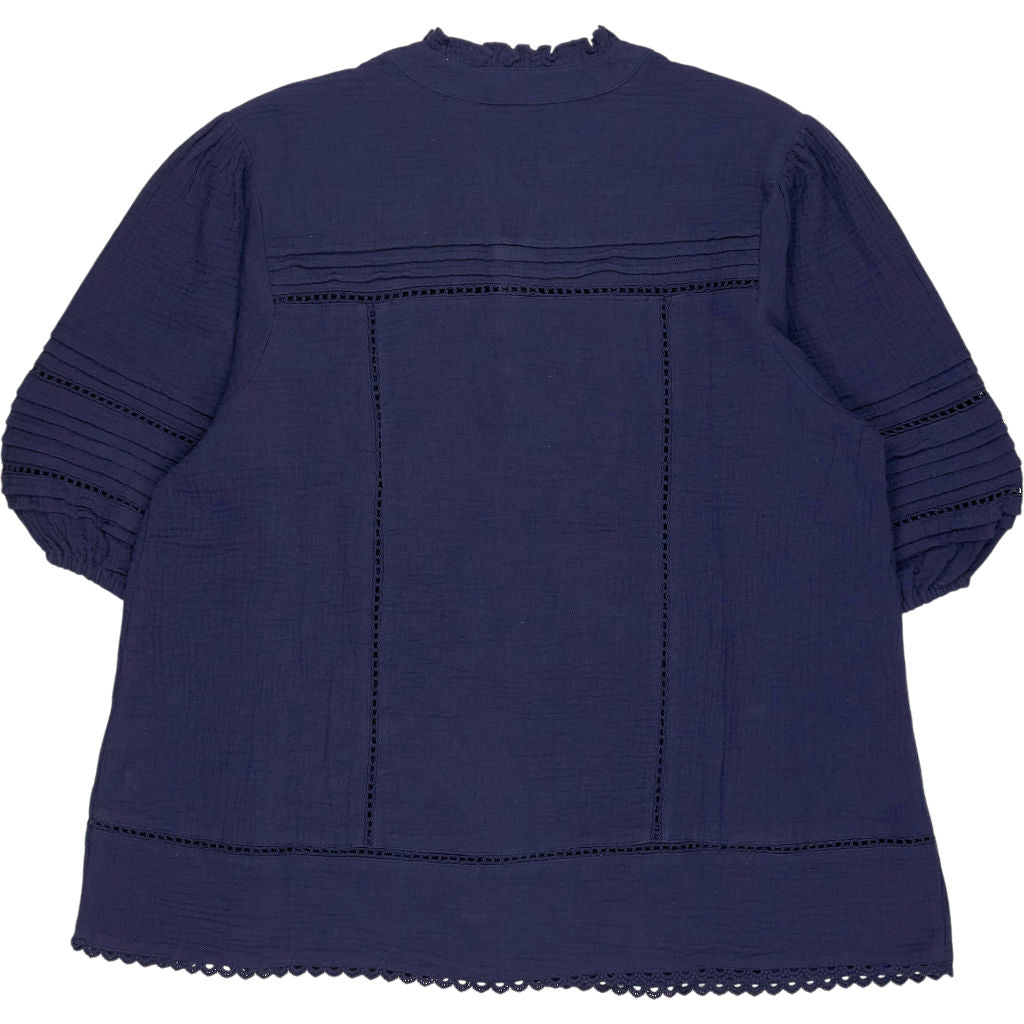 Lands' End Navy Button-Detail Blouse