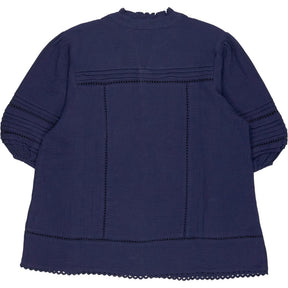 Lands' End Navy Button-Detail Blouse