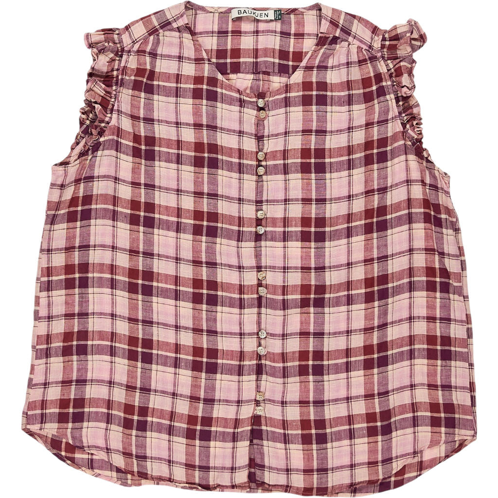 Baukjen Pink Plaid Linen Blouse