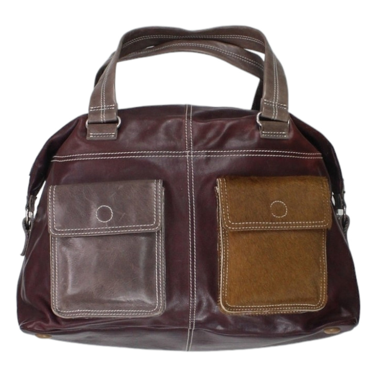 Orla Kiely Plum Leather Holdall