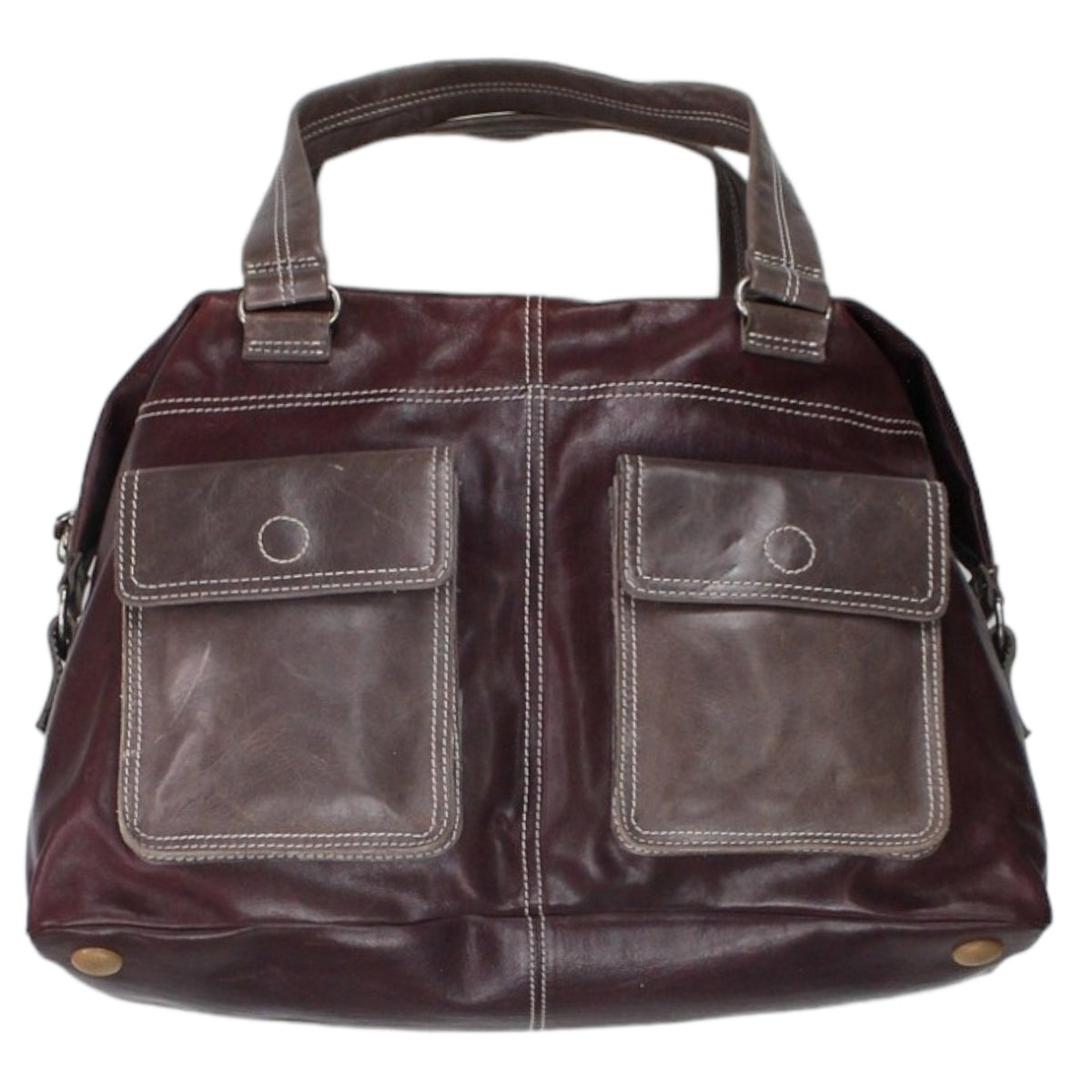Orla Kiely Plum Leather Holdall