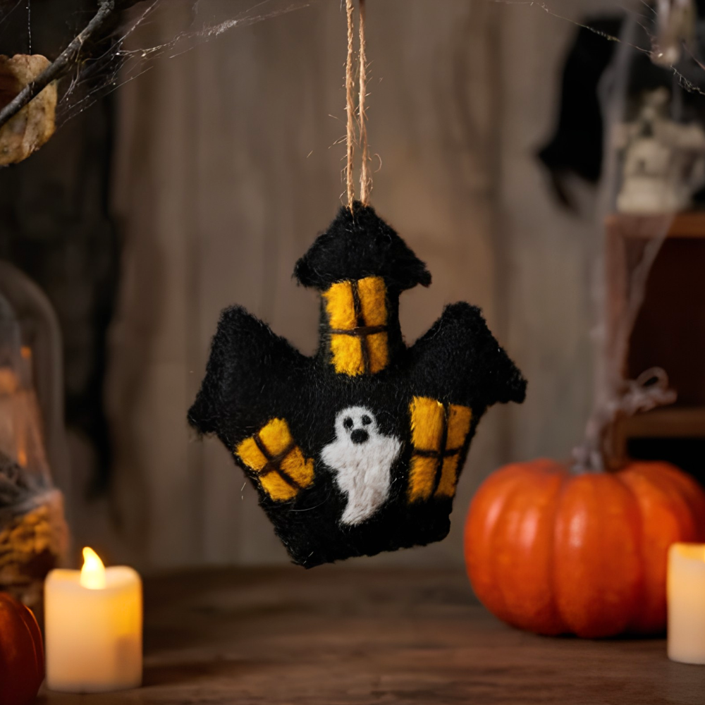 Handmade Felt Haunted House Hanging Halloween Decoration