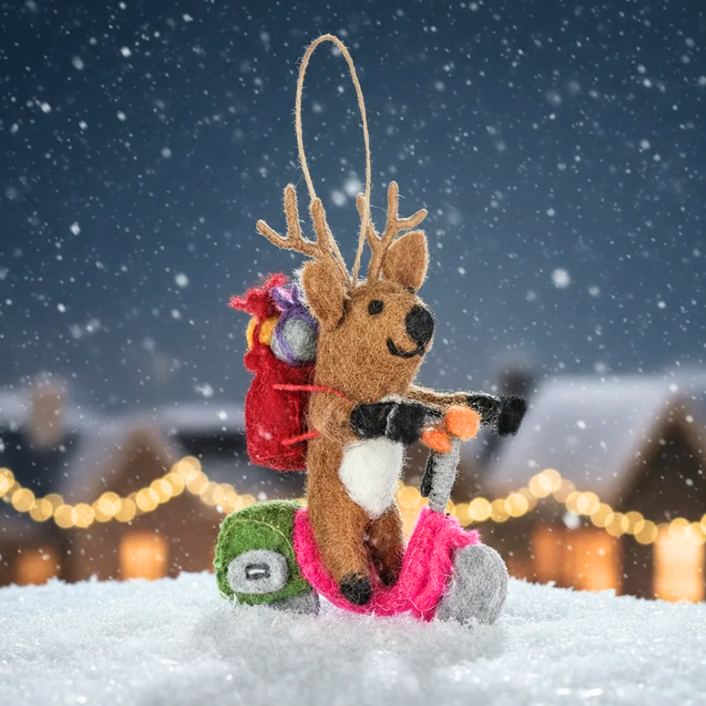 Handmade Felt Comet the Reindeer Christmas Decoration