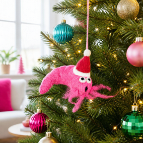 Handmade Felt Festive Prawn Decoration