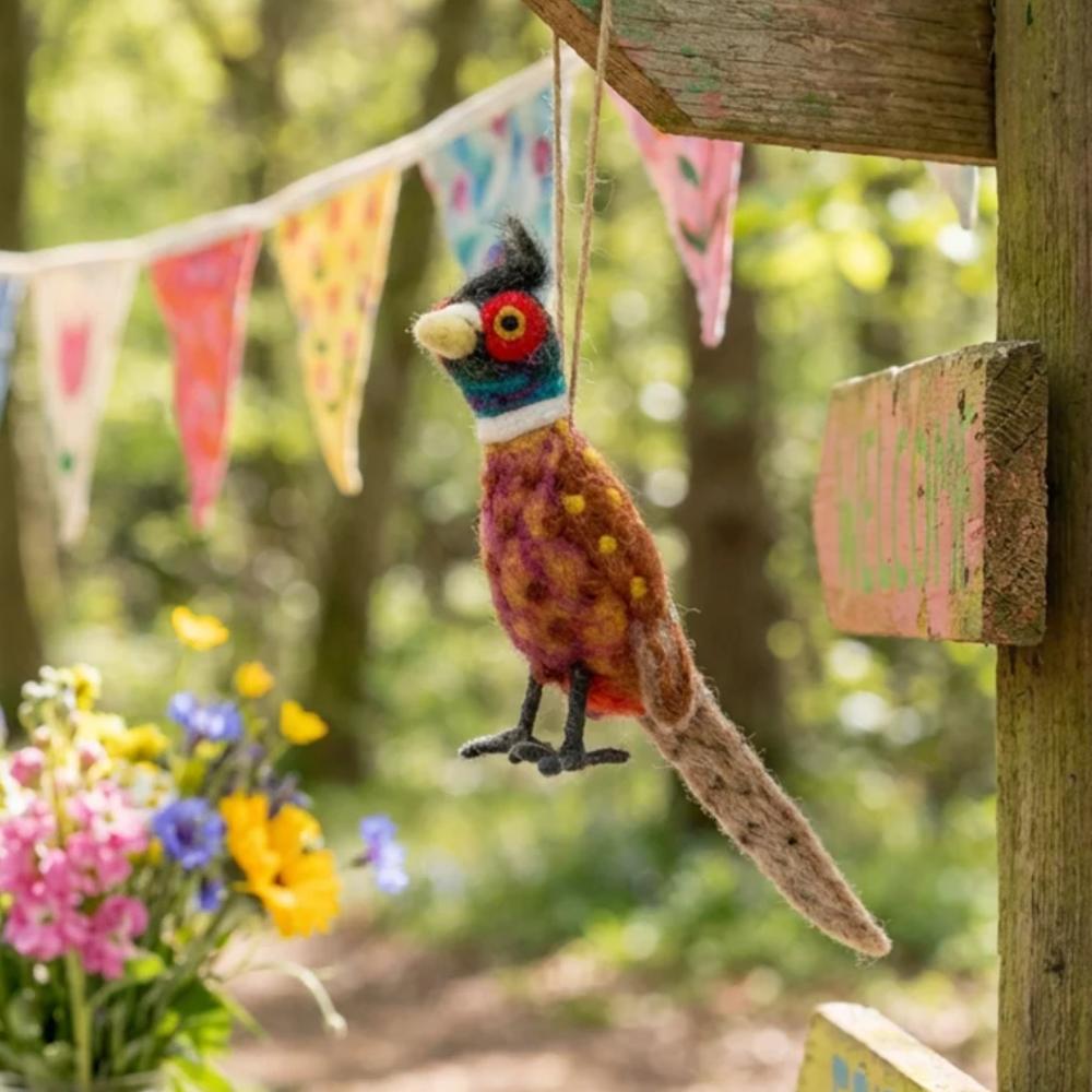 Handmade Felt Philippa the Pheasant Woodland Bird Hanging Decoration