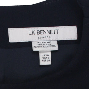 L.K. Bennett Navy Puff Sleeved Midi Dress