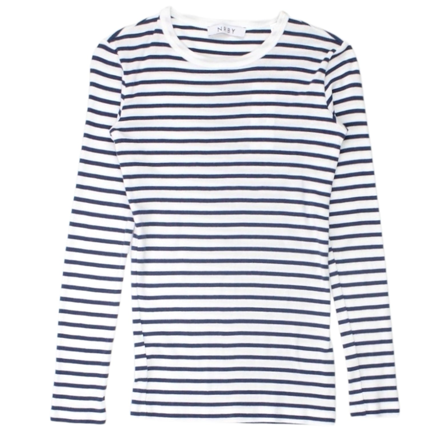 NRBY White & Navy Striped T-Shirt