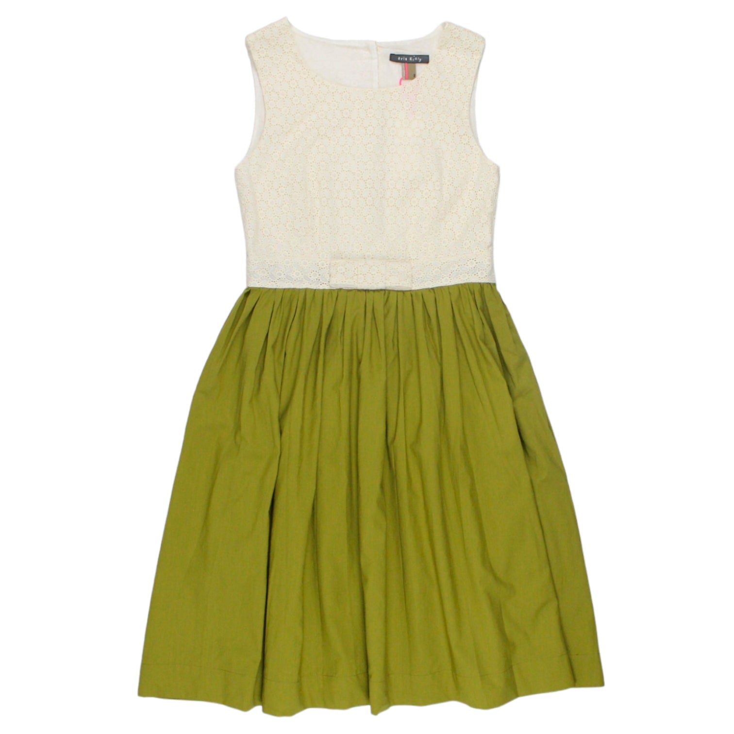 Orla Kiely Cream/Green Broderie Anglais Dress