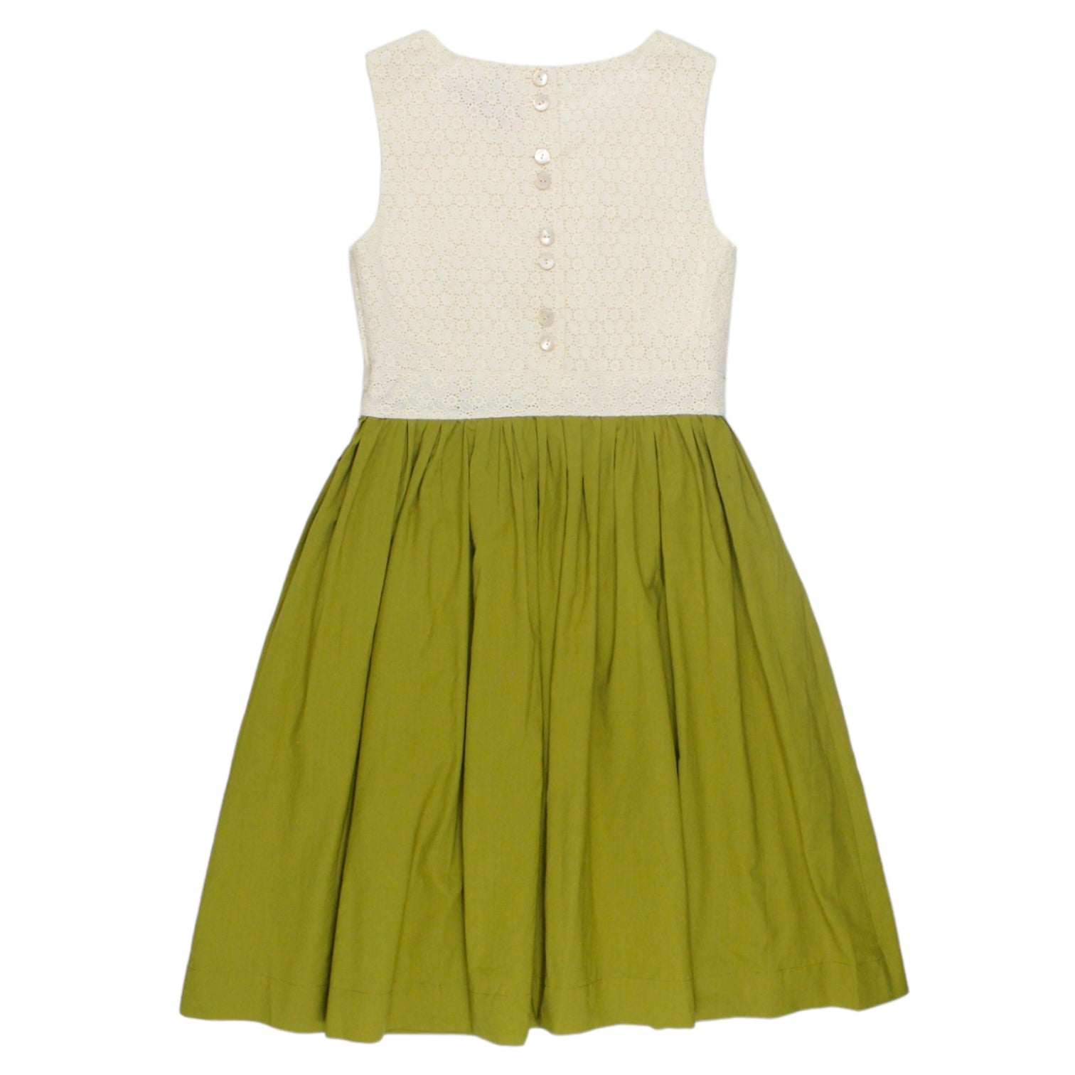 Orla Kiely Cream/Green Broderie Anglais Dress