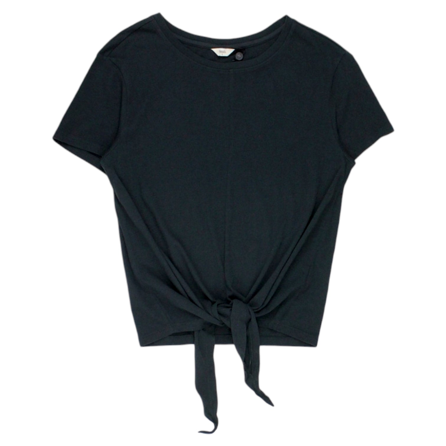 Hush Black Front Tie Crew Tee