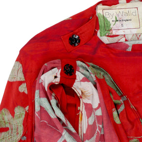 By Walid Red Magnolia Silk Coat