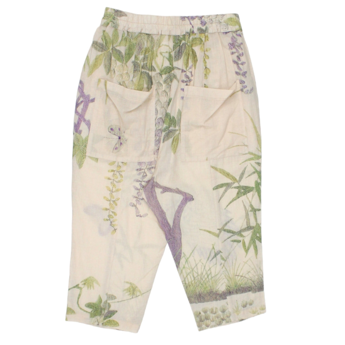 By Walid Cream Floral Long Shorts