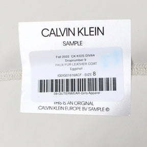 Calvin Klein Cream Faux Fur Leather Coat
