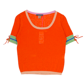 Orla Kiely Coral Lace Pointelle Top