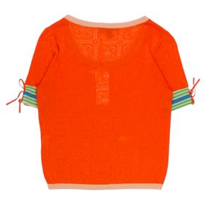 Orla Kiely Coral Lace Pointelle Top