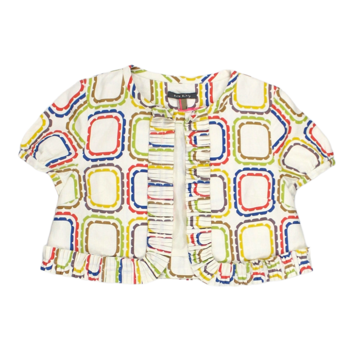 Orla Kiely White Abstract Flower Bolero Jacket
