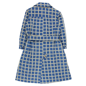 Olive & Orange Blue Dot Grid Coat