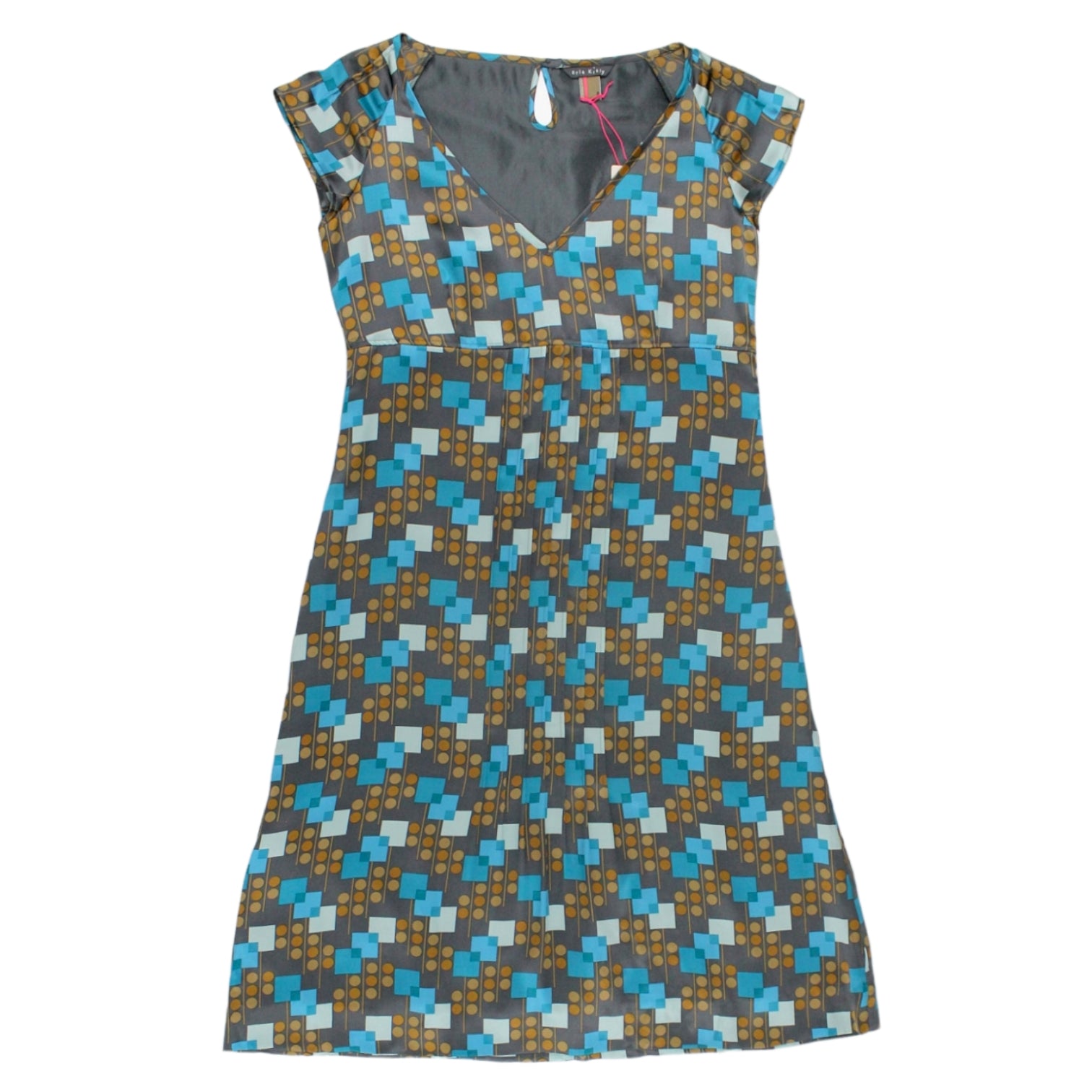 Orla Kiely Blue Square/Dot Pleat Front Dress