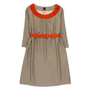 Orla Kiely Camel Gathered Tunic Dress