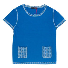 Orla Kiely Blue Short Sleeve Knit Top