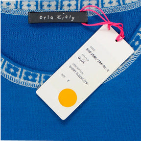 Orla Kiely Blue Short Sleeve Knit Top