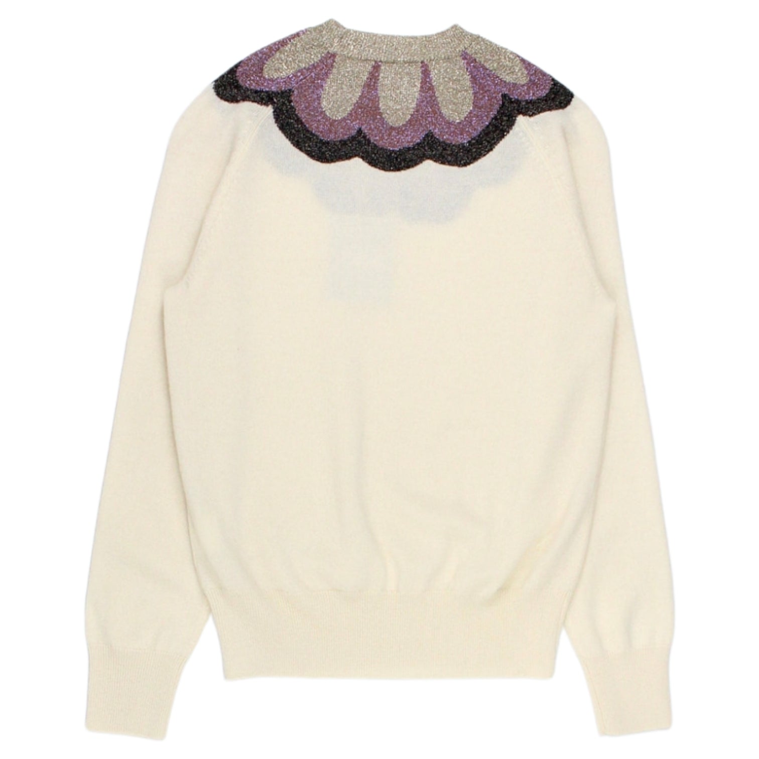 L'Orla Cream Flower Lurex Bib Sweater