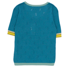 Orla Kiely Teal Numbers Knit Top