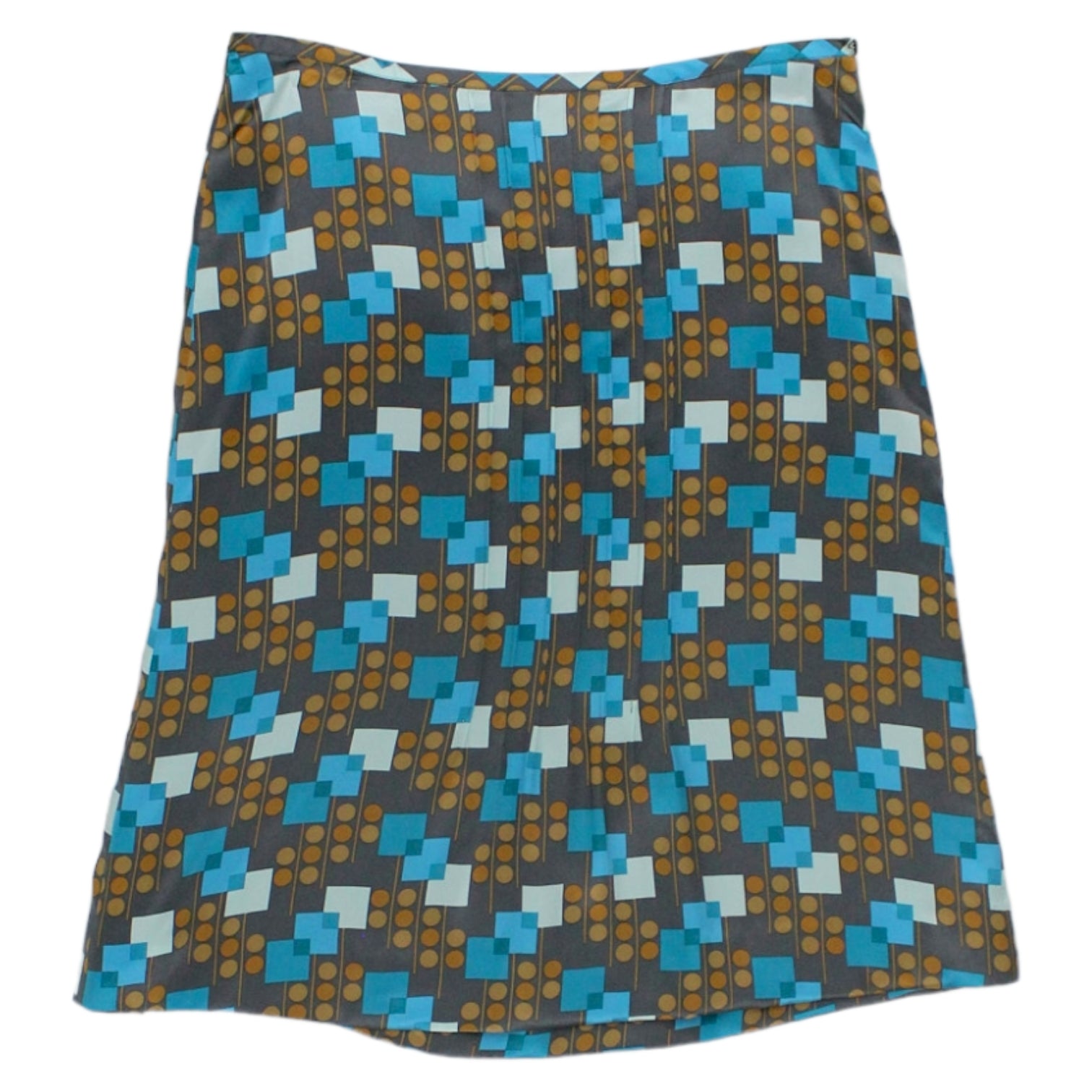 Orla Kiely Blue Square/Dot Silk Skirt