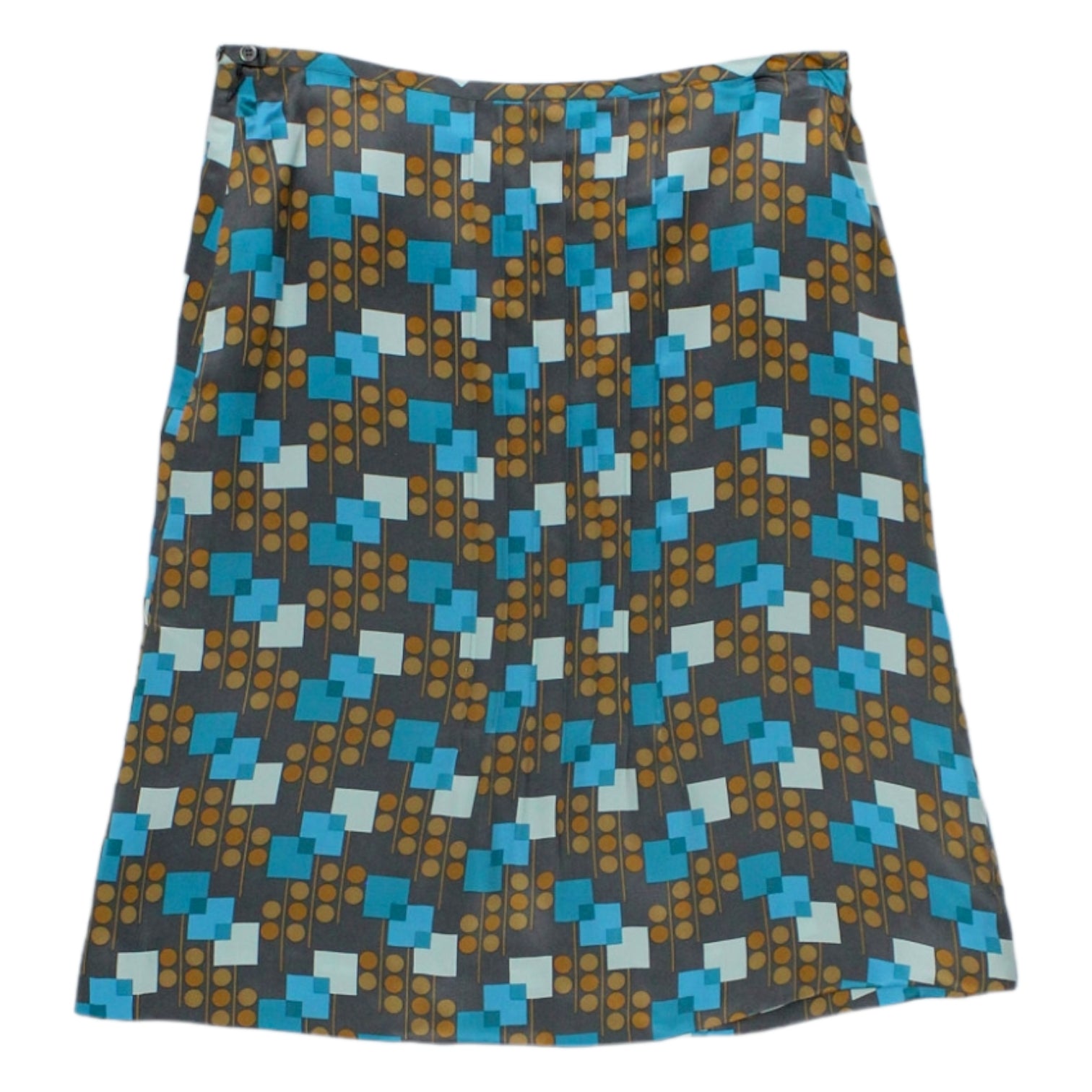 Orla Kiely Blue Square/Dot Silk Skirt