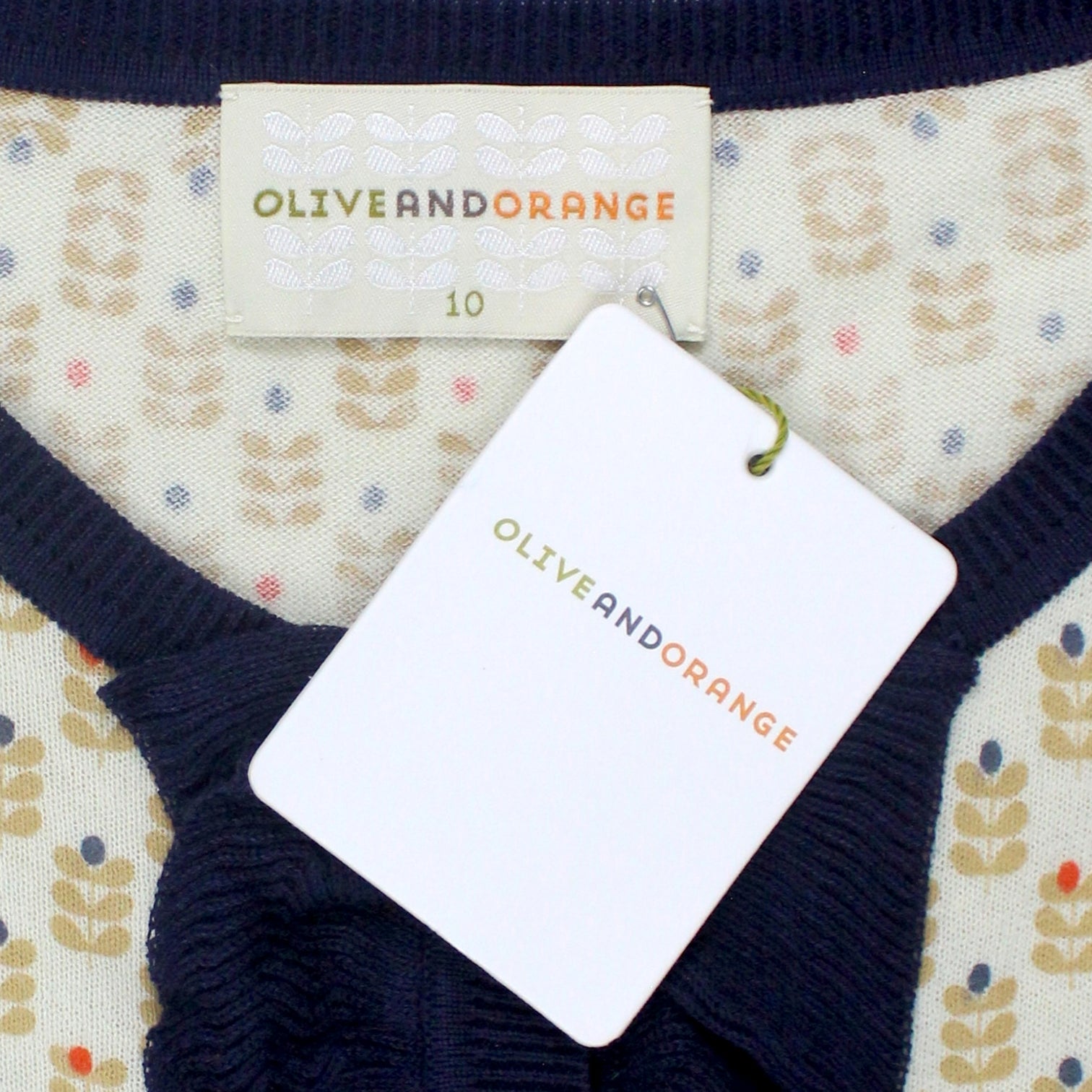 Olive & Orange Stone Frill Cardigan