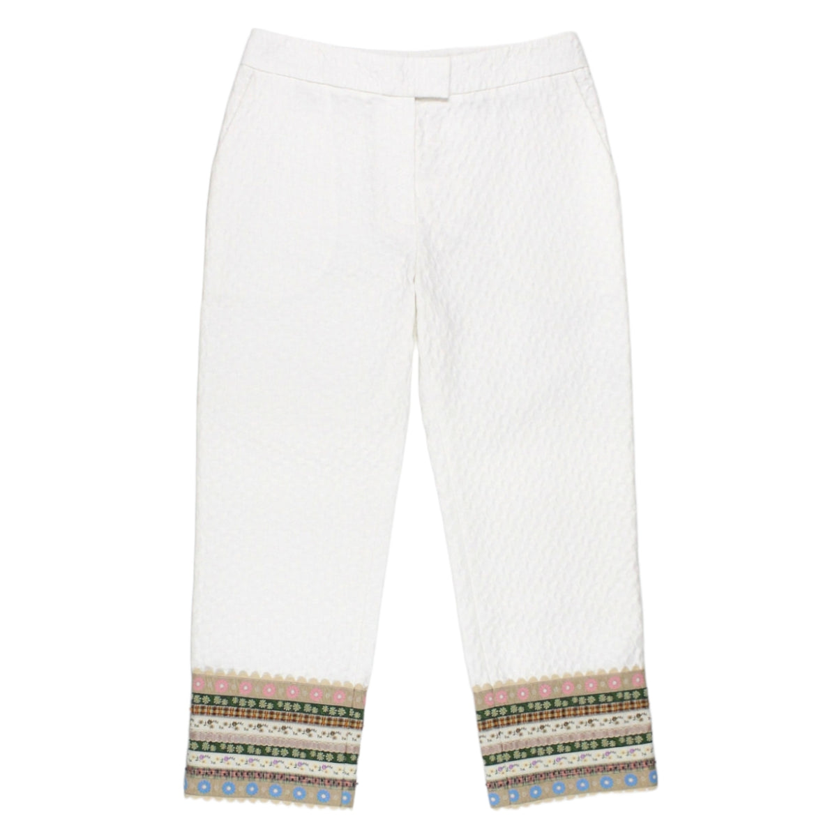 Orla Kiely White Flora Jacquard Trousers