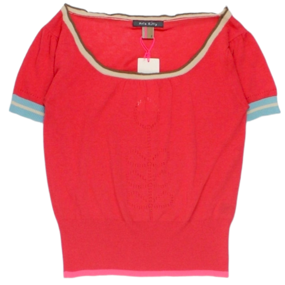 Orla Kiely Raspberry Pointelle Knit Top