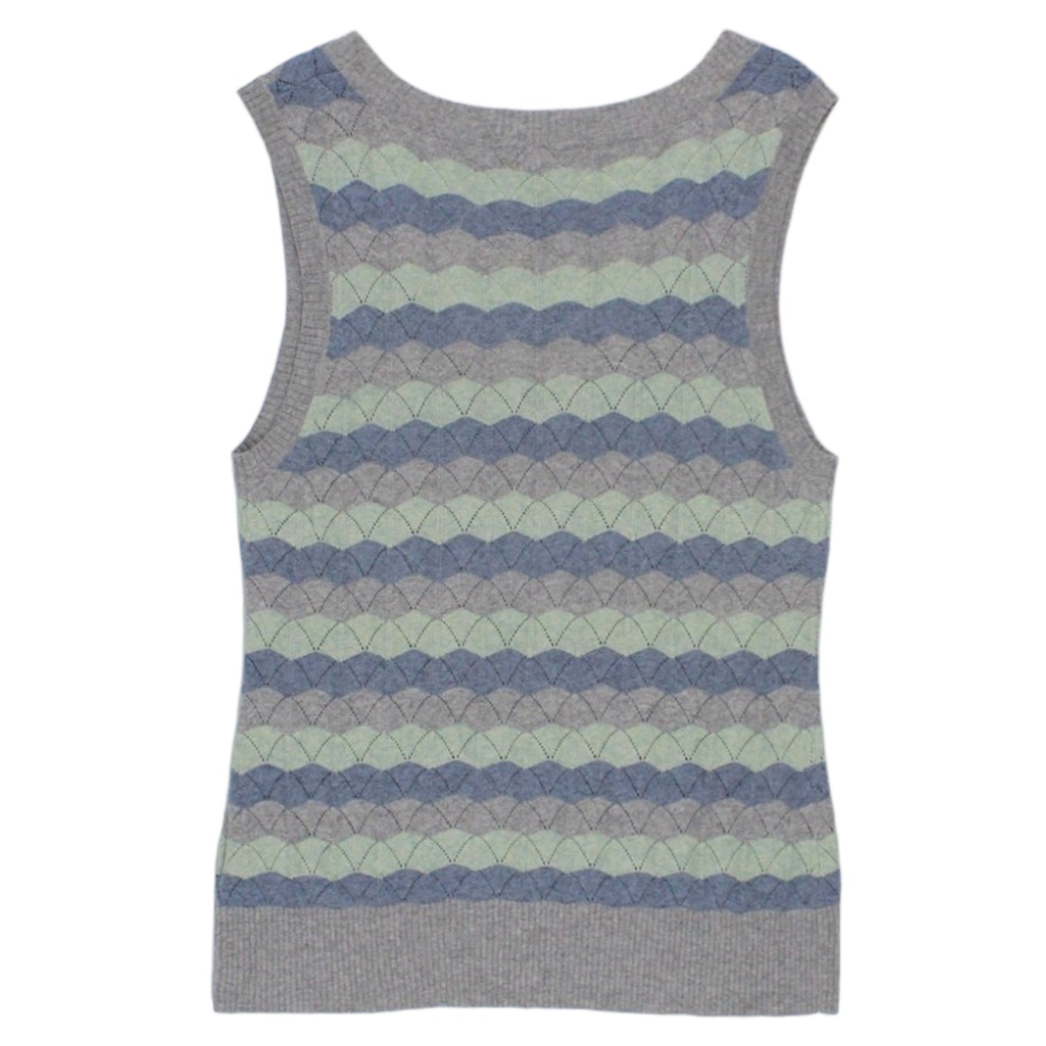 White Stuff Grey Stripe Pointelle Vest