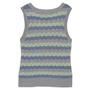 White Stuff Grey Stripe Pointelle Vest