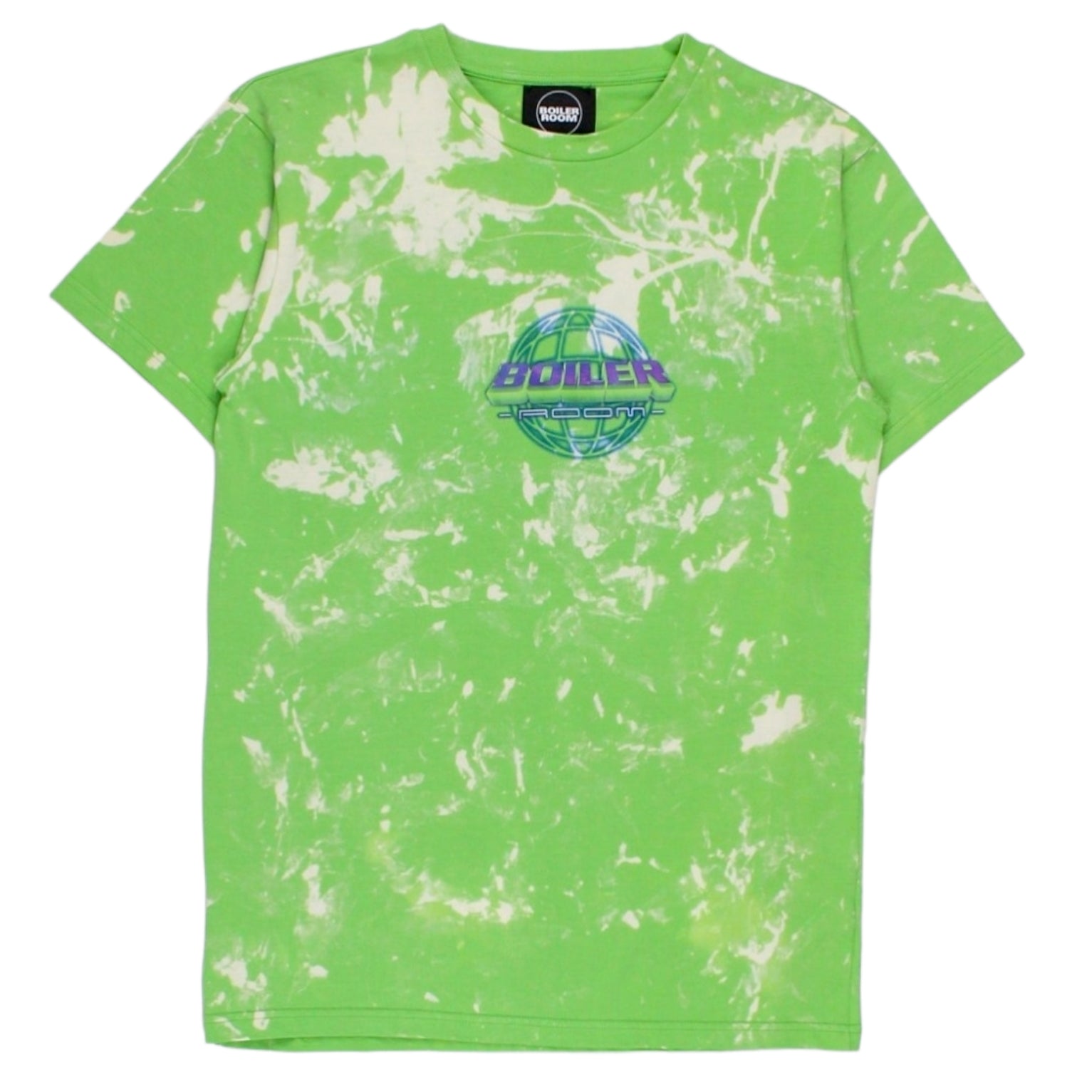 Boiler Room Lime Globe Logo Bleached Tie-dye T-Shirt