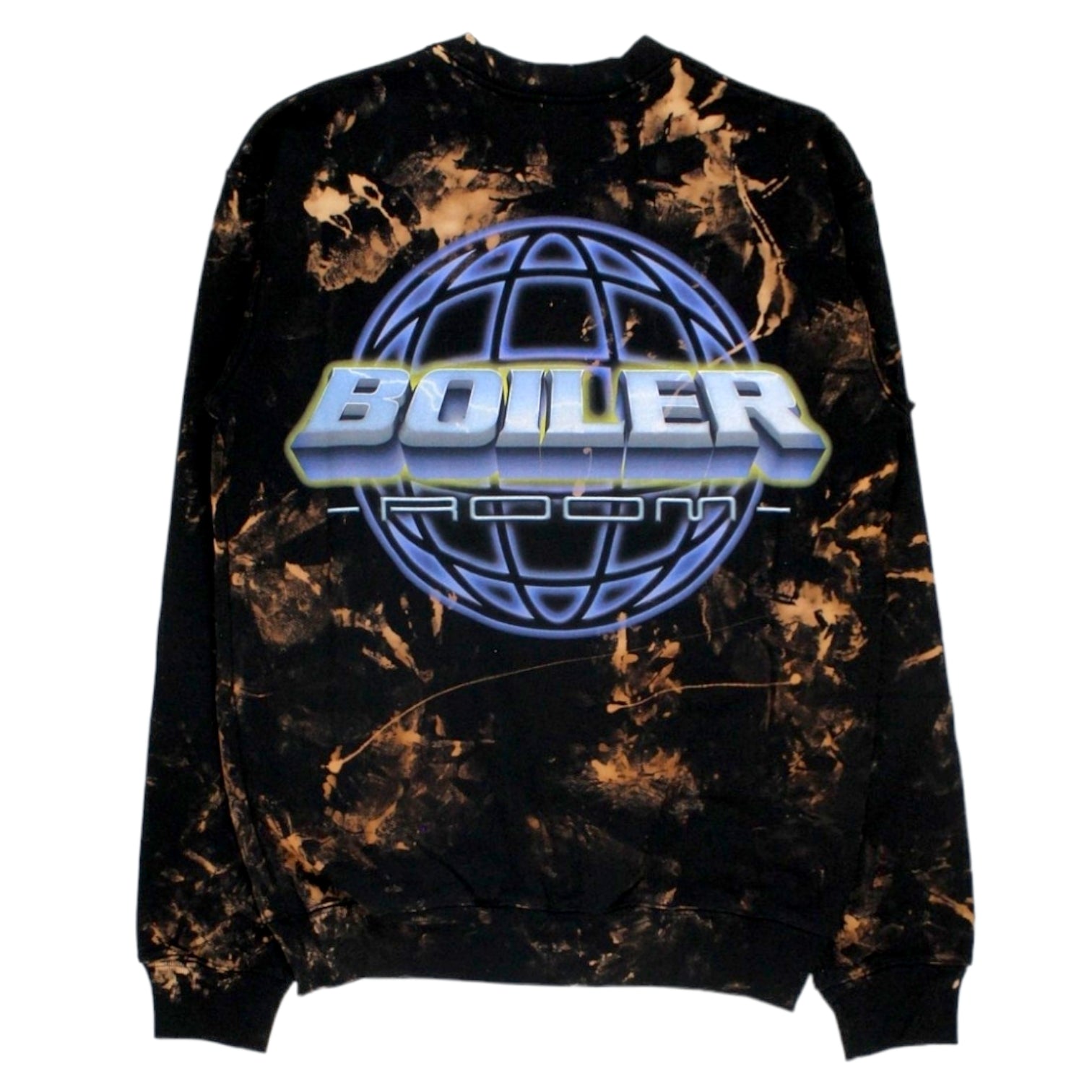 Boiler Room Black Globe Logo Bleached Tie-dye Sweatshirt