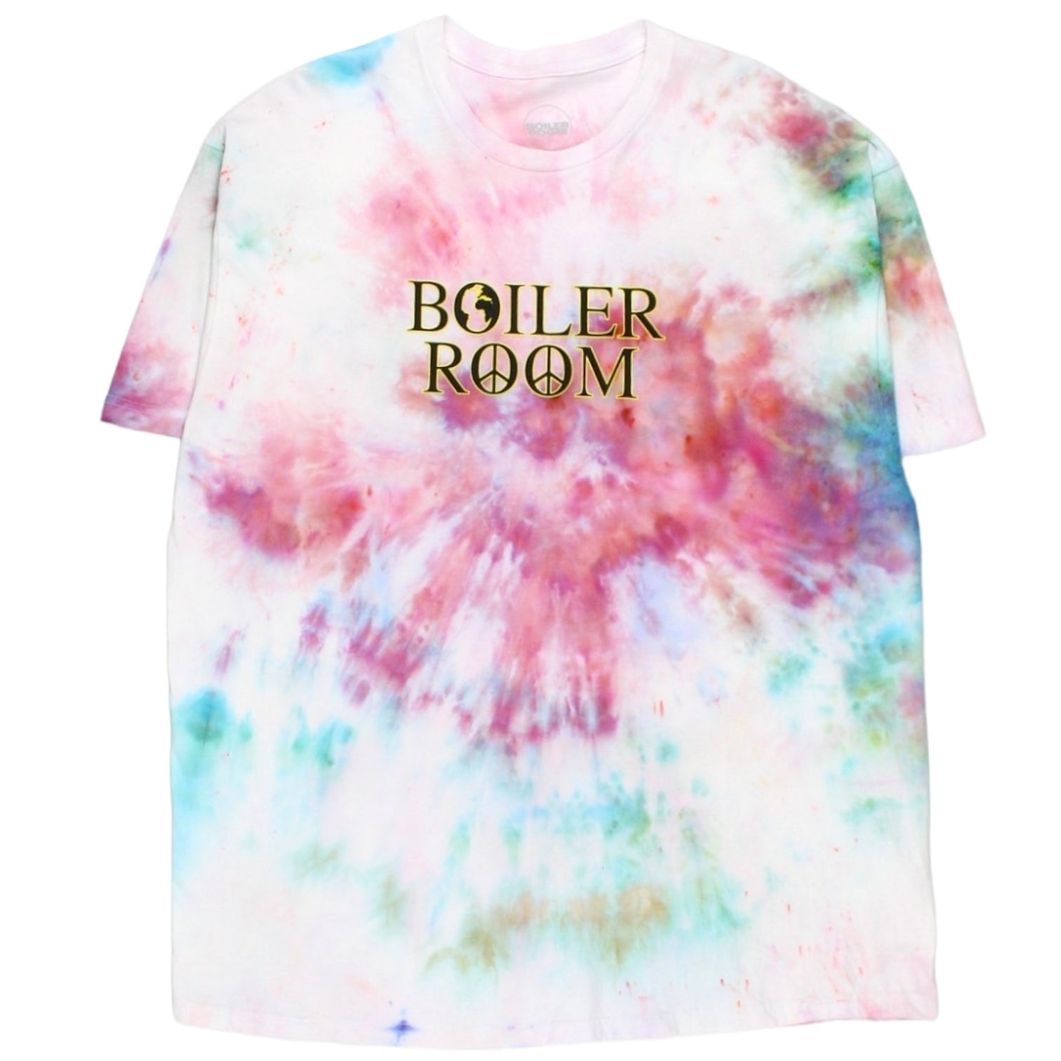 Boiler Room Size XXL Tie-dye White Globe & Peace T-Shirt