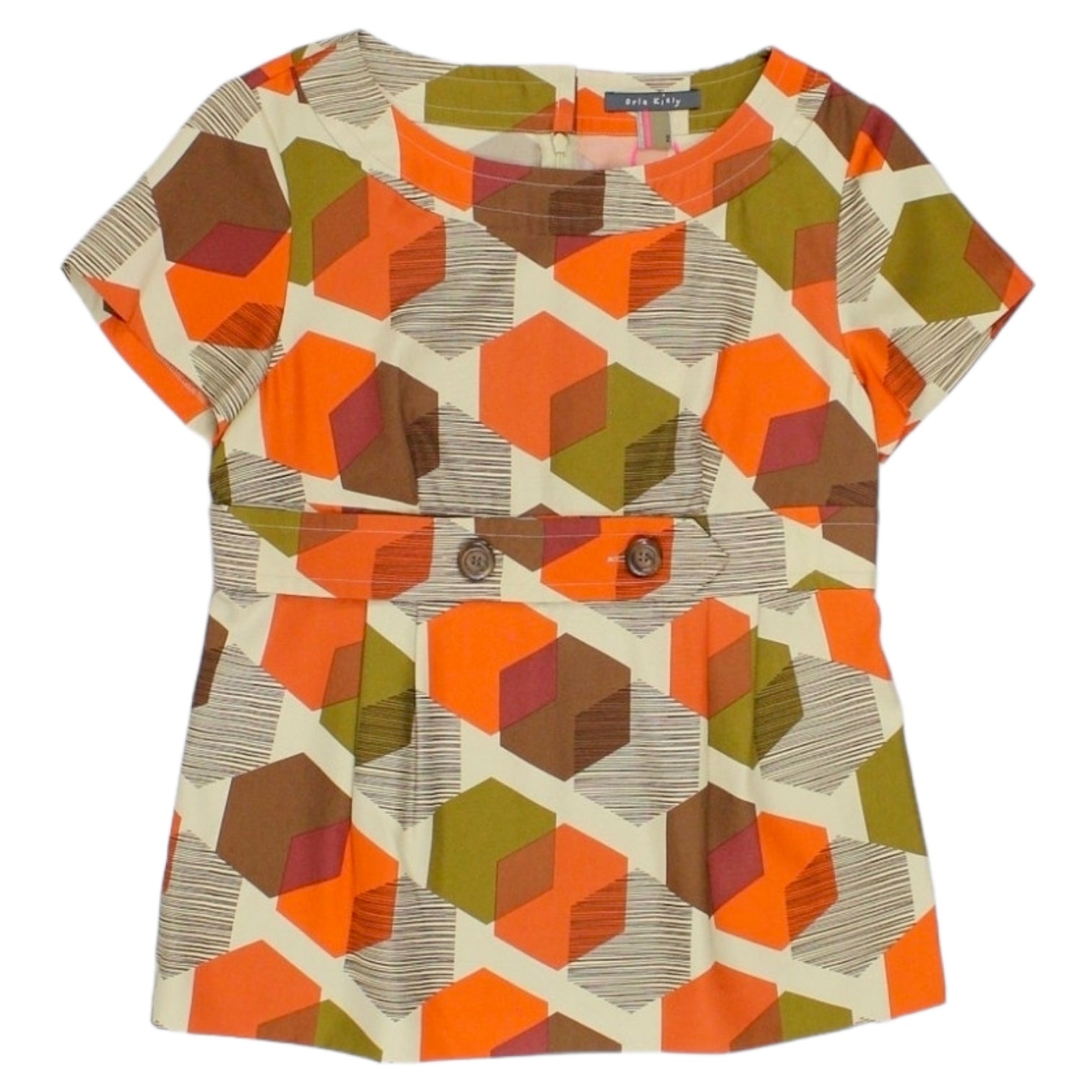 Orla Kiely Orange Layered Cube Print Top