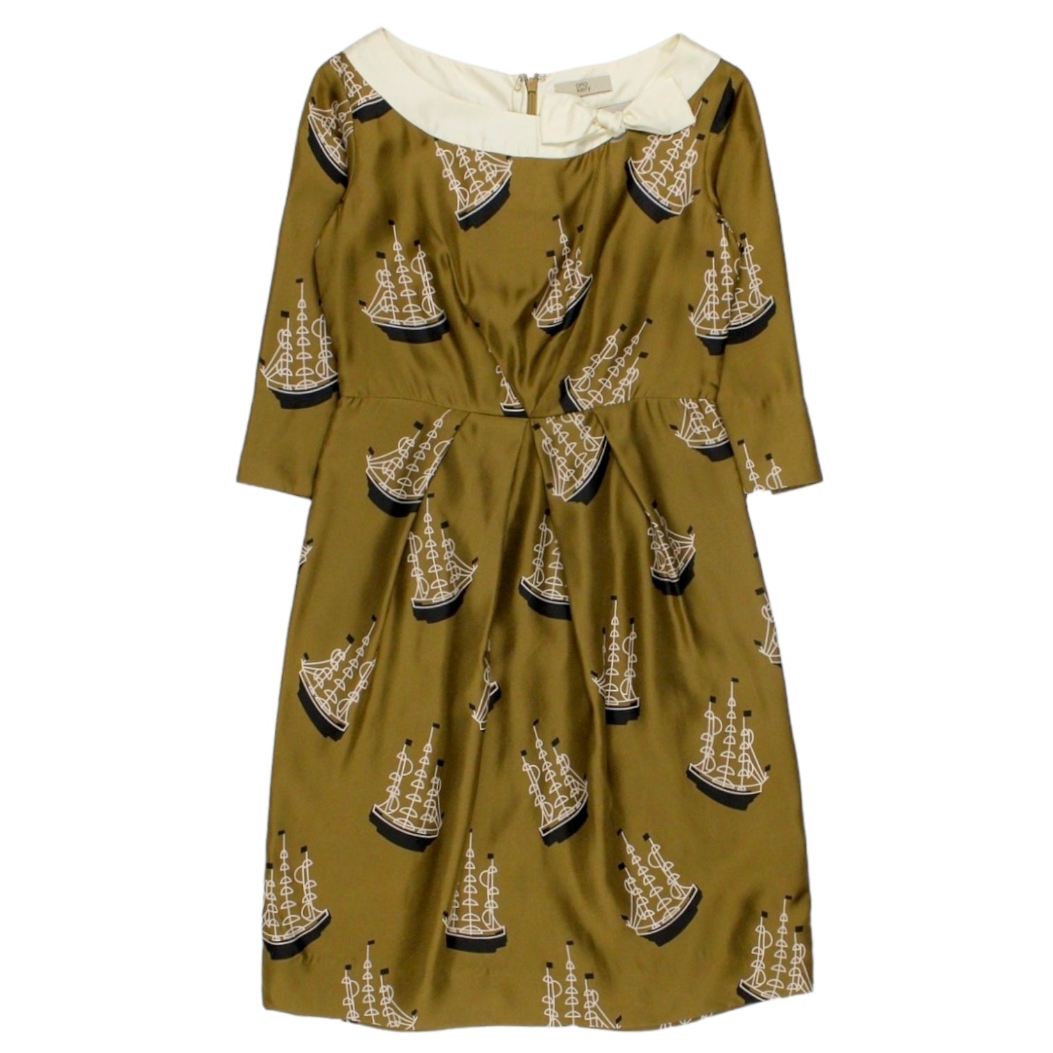Orla Kiely Brown Ship Midi Dress Shop from Crisis Online
