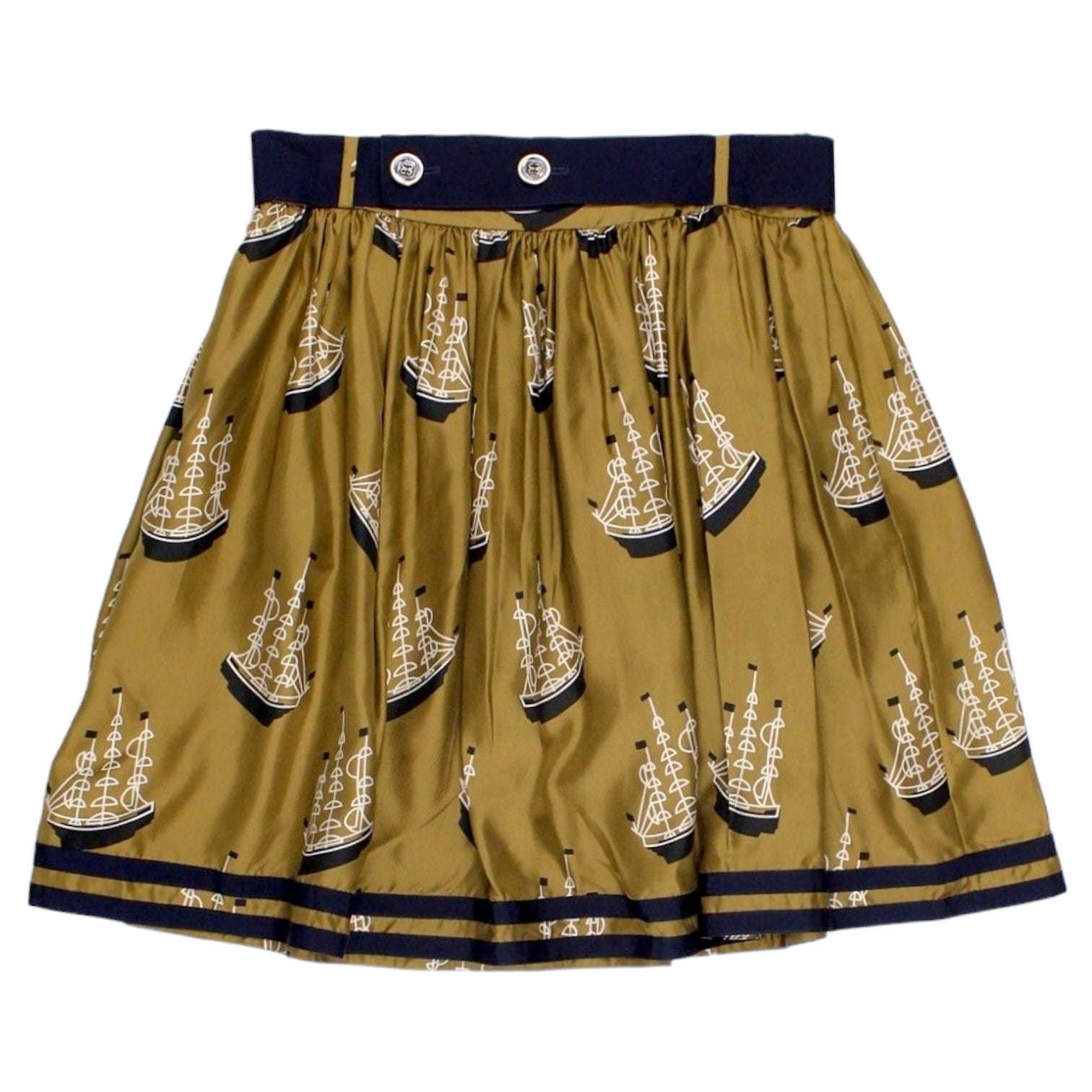 Orla Kiely Brown Ship Print Skirt Shop from Crisis Online