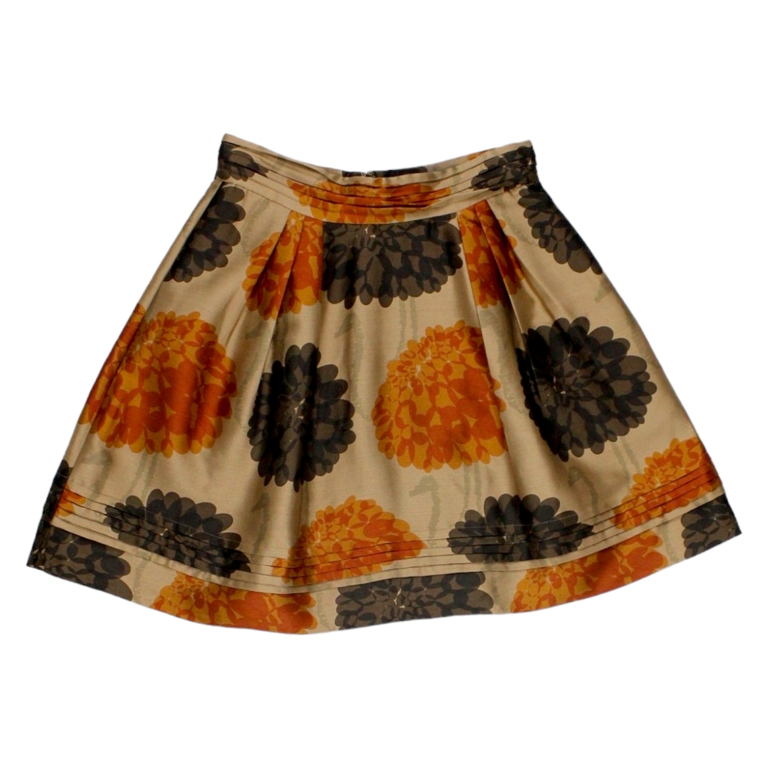 Orla Kiely Brown Tea Rose Double Pleat Skirt