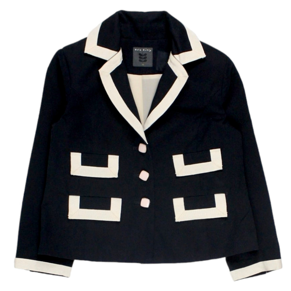 Orla Kiely Navy/Cream Grosgrain Trim Jacket